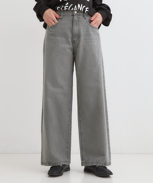 SHOO・LA・RUE（シューラルー）の「【高レビュー/S-LL】脚のラインを拾いにくい デニムワイドパンツ（デニムパンツ・レディース・チャコールグレー/ブルー/ブラック/ネイビー・01/02/03/04/10）」の20枚目の写真