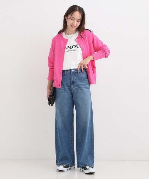 SHOO・LA・RUE（シューラルー）の「【高レビュー/S-LL】脚のラインを拾いにくい デニムワイドパンツ（デニムパンツ・レディース・チャコールグレー/ブルー/ブラック/ネイビー・01/02/03/04/10）」の10枚目の写真