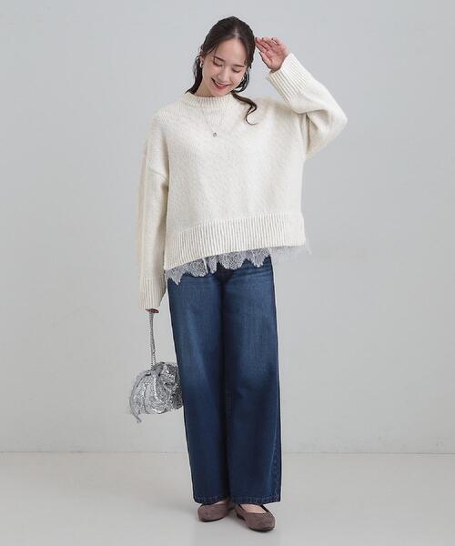 SHOO・LA・RUE（シューラルー）の「【高レビュー/S-LL】脚のラインを拾いにくい デニムワイドパンツ（デニムパンツ・レディース・チャコールグレー/ブルー/ブラック/ネイビー・01/02/03/04/10）」の6枚目の写真