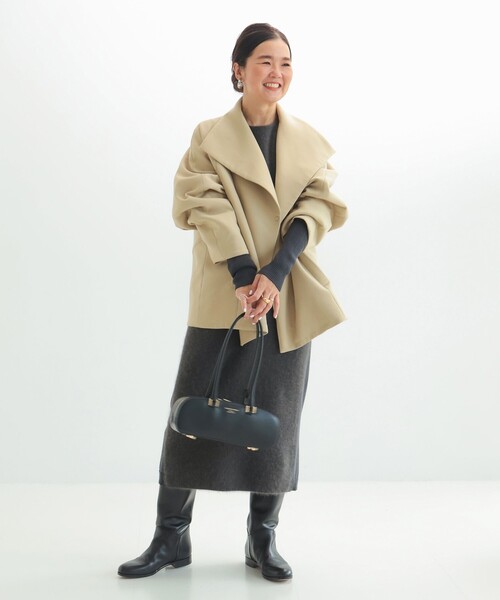 Demi-Luxe BEAMS（デミルクス ビームス）の「【2/5再値下げ】スタンドネック 中綿ブルゾン コート .M（ブルゾン・レディース・ブラック/ベージュ・38/36）」の3枚目の写真