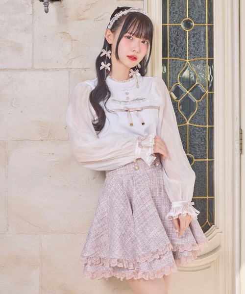 ROJITA（ロジータ）の「デコルテ開きシアースリーブトップス（Tシャツ/カットソー・レディース・ホワイト/ピンク/ブラック・FREE）」の9枚目の写真