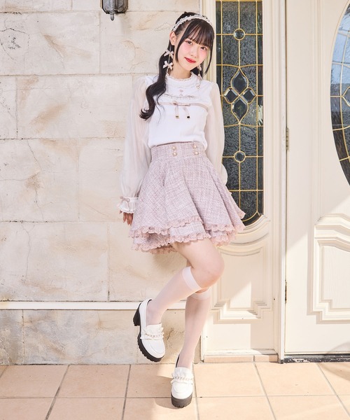 デコルテ開きシアースリーブトップス（Tシャツ/カットソー）｜ROJITA