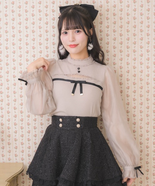 ROJITA（ロジータ）の「デコルテ開きシアースリーブトップス（Tシャツ/カットソー・レディース・ホワイト/ピンク/ブラック・FREE）」の12枚目の写真