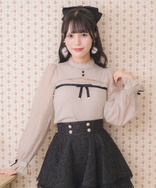 ROJITA（ロジータ）の「デコルテ開きシアースリーブトップス（Tシャツ/カットソー・レディース・ホワイト/ピンク/ブラック・FREE）」の13枚目の写真