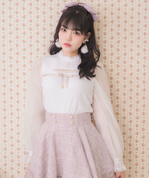 ROJITA（ロジータ）の「デコルテ開きシアースリーブトップス（Tシャツ/カットソー・レディース・ホワイト/ピンク/ブラック・FREE）」の6枚目の写真