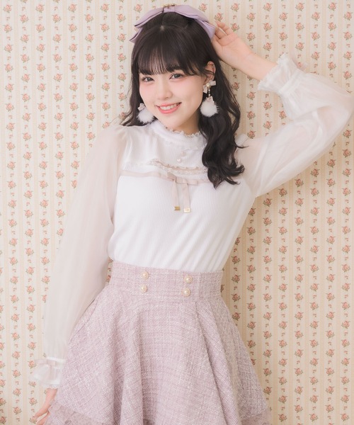 ROJITA（ロジータ）の「デコルテ開きシアースリーブトップス（Tシャツ/カットソー・レディース・ホワイト/ピンク/ブラック・FREE）」の7枚目の写真