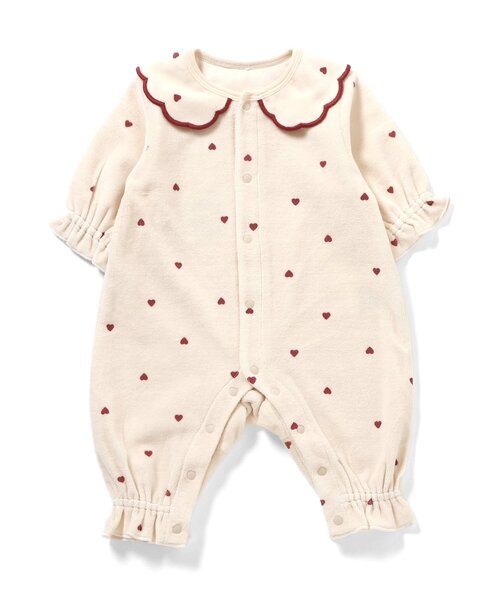 Ampersand（アンパサンド）の「【リンク】ハート柄ふんわりベロアカバーオール（ロンパース・キッズ・アイボリー/ネイビー・60/70/80）」の5枚目の写真