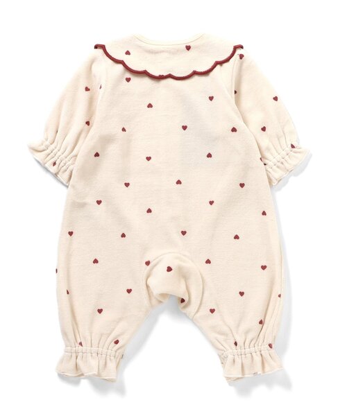 Ampersand（アンパサンド）の「【リンク】ハート柄ふんわりベロアカバーオール（ロンパース・キッズ・アイボリー/ネイビー・60/70/80）」の6枚目の写真