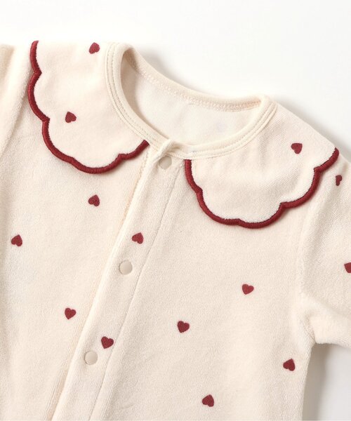 Ampersand（アンパサンド）の「【リンク】ハート柄ふんわりベロアカバーオール（ロンパース・キッズ・アイボリー/ネイビー・60/70/80）」の8枚目の写真