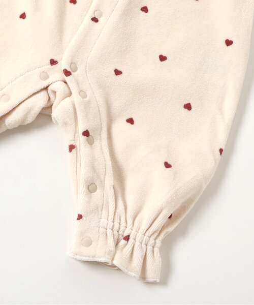 Ampersand（アンパサンド）の「【リンク】ハート柄ふんわりベロアカバーオール（ロンパース・キッズ・アイボリー/ネイビー・60/70/80）」の10枚目の写真