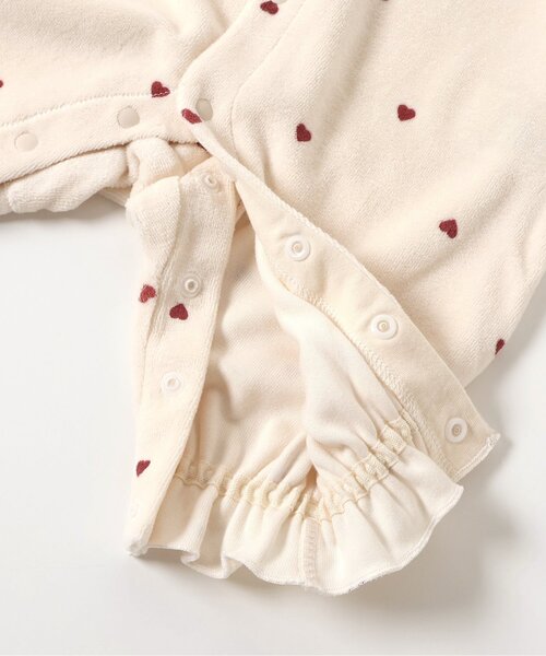 Ampersand（アンパサンド）の「【リンク】ハート柄ふんわりベロアカバーオール（ロンパース・キッズ・アイボリー/ネイビー・60/70/80）」の11枚目の写真
