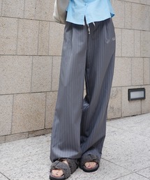 Mela（メラ）の「ピンストライプワイドパンツ（スラックス）」
