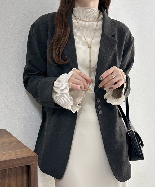 Futier land(フューティアランド)の「テーラードジャケット(テーラードジャケット・レディース・ブラック/ベージュ/モカ・FREE)」の15枚目の写真