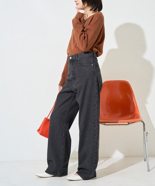 FREAK'S STORE（フリークスストア）の「限定展開　ストレート ルーズ デニム（デニムパンツ・レディース・ブラック/ブルー/ネイビー・27/26/25/24）」の19枚目の写真