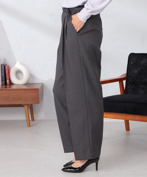 GALLORIA（ギャローリア）の「共ベルト付きワイドパンツ（その他パンツ・レディース・ブラウン/グレー/チャコールグレー・S/M/L/LL）」の4枚目の写真