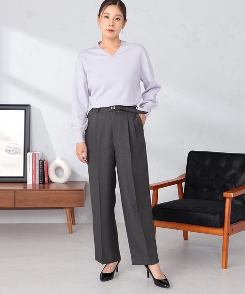 GALLORIA（ギャローリア）の「共ベルト付きワイドパンツ（その他パンツ・レディース・ブラウン/グレー/チャコールグレー・S/M/L/LL）」の7枚目の写真