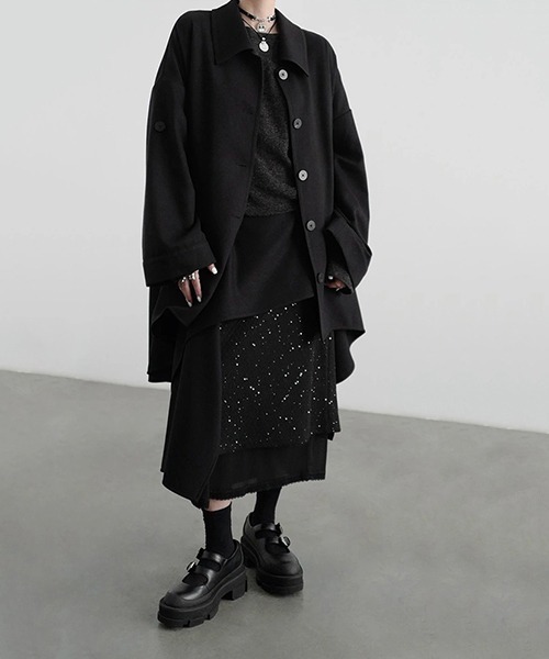 chuclla(チュクラ)の「【CHENTAITAI】 ベルトスリーブショートコート CTW25a018(その他アウター・レディース・グレー/ブラック・S)」の3枚目の写真