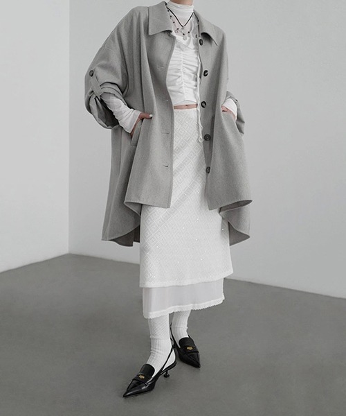 chuclla(チュクラ)の「【CHENTAITAI】 ベルトスリーブショートコート CTW25a018(その他アウター・レディース・グレー/ブラック・S)」の15枚目の写真