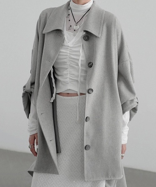 chuclla(チュクラ)の「【CHENTAITAI】 ベルトスリーブショートコート CTW25a018(その他アウター・レディース・グレー/ブラック・S)」の16枚目の写真