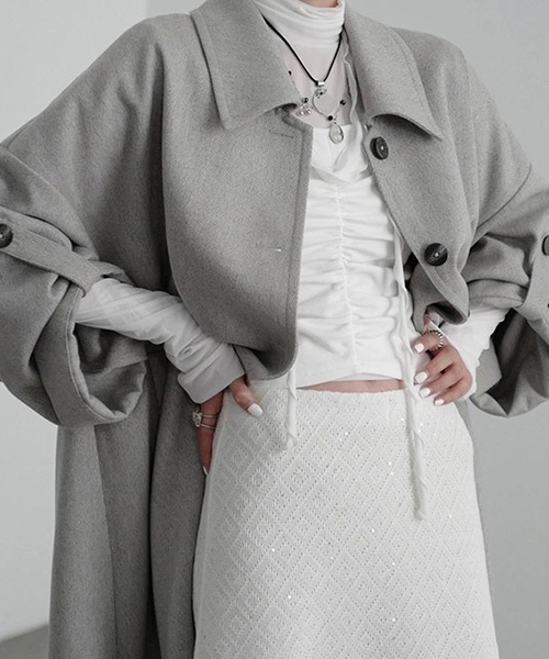 chuclla(チュクラ)の「【CHENTAITAI】 ベルトスリーブショートコート CTW25a018(その他アウター・レディース・グレー/ブラック・S)」の17枚目の写真