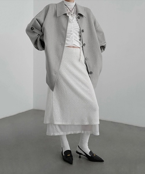 chuclla(チュクラ)の「【CHENTAITAI】 ベルトスリーブショートコート CTW25a018(その他アウター・レディース・グレー/ブラック・S)」の18枚目の写真