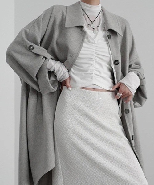 chuclla(チュクラ)の「【CHENTAITAI】 ベルトスリーブショートコート CTW25a018(その他アウター・レディース・グレー/ブラック・S)」の19枚目の写真