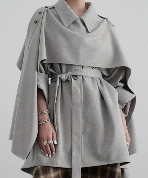 chuclla(チュクラ)の「【CHENTAITAI】 ベルトスリーブショートコート CTW25a018(その他アウター・レディース・グレー/ブラック・S)」の21枚目の写真