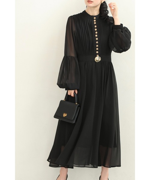 新作9月26日 （黒）美しく肌が透けるドラマティックベールミディアムワンピース（ブローチ付き） ワンピース シアー レディース ファッション 秋服 冬服 着回し  cawaii w61540ps S~L対応 ブラック 日常使い キレイめ シンプル ミセス 30代 40代 50代 黒）美しく肌が透けるドラマティックベールミディアムワンピース