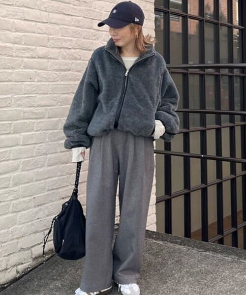 セール】【ぬくかる】2WAYふわボアスタンドジャケット（ブルゾン