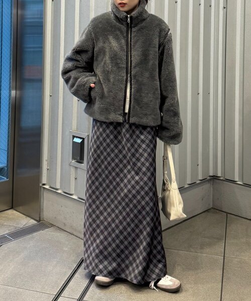 CIAOPANIC TYPY（チャオパニックティピー）の「【ぬくかる】2WAYふわボアスタンドジャケット（ブルゾン・レディース・アイボリー/ベージュ/チャコールグレー・ONE SIZE）」の13枚目の写真