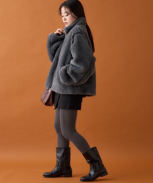 CIAOPANIC TYPY（チャオパニックティピー）の「【ぬくかる】2WAYふわボアスタンドジャケット（ブルゾン・レディース・アイボリー/ベージュ/チャコールグレー・ONE SIZE）」の19枚目の写真