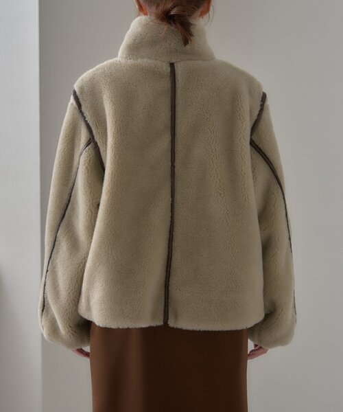 CIAOPANIC TYPY（チャオパニックティピー）の「【ぬくかる】2WAYふわボアスタンドジャケット（ブルゾン・レディース・アイボリー/ベージュ/チャコールグレー・ONE SIZE）」の21枚目の写真