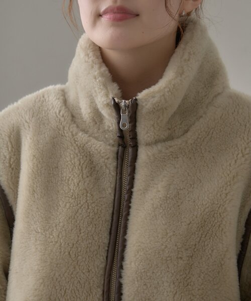 CIAOPANIC TYPY（チャオパニックティピー）の「【ぬくかる】2WAYふわボアスタンドジャケット（ブルゾン・レディース・アイボリー/ベージュ/チャコールグレー・ONE SIZE）」の22枚目の写真