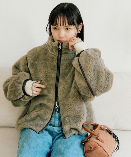 セール】【ぬくかる】2WAYふわボアスタンドジャケット（ブルゾン