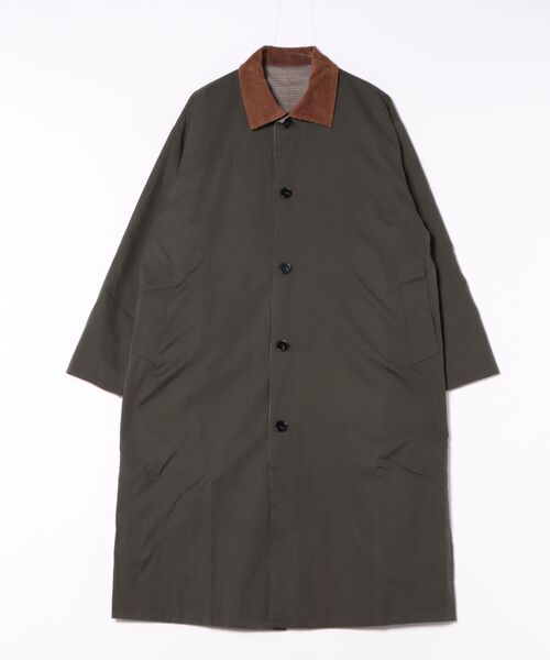 Revo.（レボ）の「Revo. コーデュロイ襟 ポリピーチツイル リバーシブル ステンカラーコート（ステンカラーコート・メンズ・ブラック/オリーブ/アイボリー・2/1）」の16枚目の写真