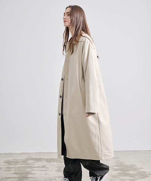 Revo.（レボ）の「Revo. コーデュロイ襟 ポリピーチツイル リバーシブル ステンカラーコート（ステンカラーコート・メンズ・ブラック/オリーブ/アイボリー・2/1）」の4枚目の写真