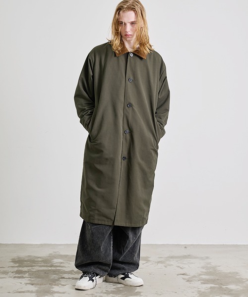Revo.（レボ）の「Revo. コーデュロイ襟 ポリピーチツイル リバーシブル ステンカラーコート（ステンカラーコート・メンズ・ブラック/オリーブ/アイボリー・2/1）」の10枚目の写真