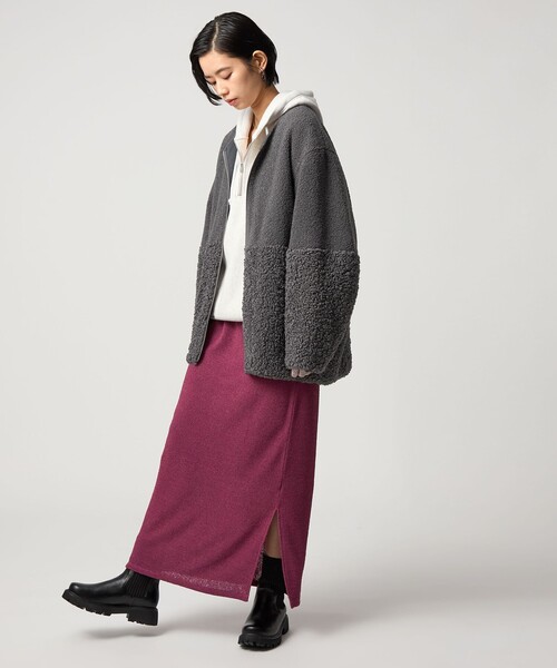 CITEN（シテン）の「＜CITEN＞ボア切り替えライトブルゾン（その他アウター・レディース・オフホワイト/ダークグレー・S/M）」の4枚目の写真