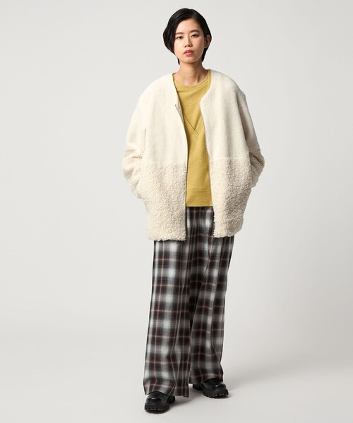 CITEN（シテン）の「＜CITEN＞ボア切り替えライトブルゾン（その他アウター・レディース・オフホワイト/ダークグレー・S/M）」の6枚目の写真