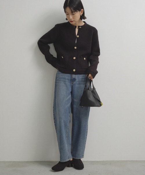 Shelly island（シェリーアイランド）の「ゴールドボタンニットカーディガン（カーディガン/ボレロ・レディース・ホワイト/グレー/ブラック・FREE）」の5枚目の写真