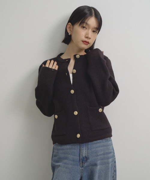 Shelly island（シェリーアイランド）の「ゴールドボタンニットカーディガン（カーディガン/ボレロ・レディース・ホワイト/グレー/ブラック・FREE）」の7枚目の写真