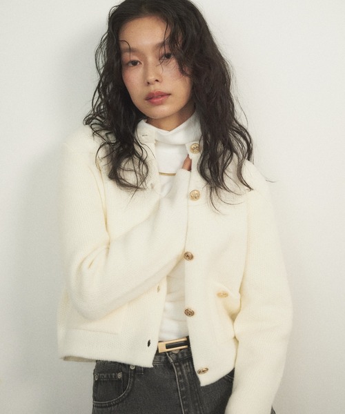 Shelly island（シェリーアイランド）の「ゴールドボタンニットカーディガン（カーディガン/ボレロ・レディース・ホワイト/グレー/ブラック・FREE）」の21枚目の写真