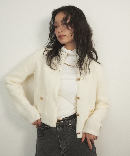Shelly island（シェリーアイランド）の「ゴールドボタンニットカーディガン（カーディガン/ボレロ・レディース・ホワイト/グレー/ブラック・FREE）」の22枚目の写真