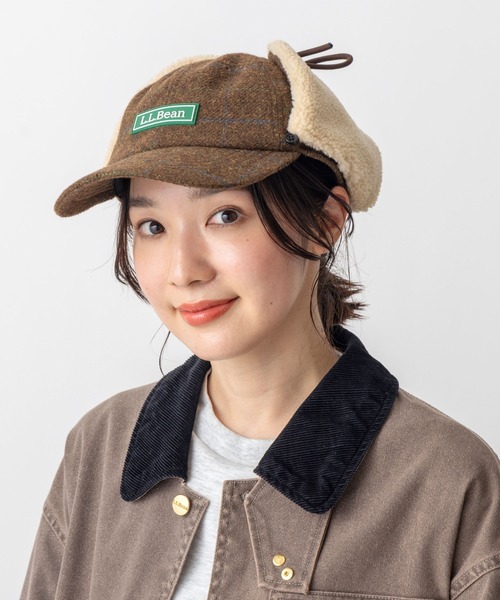 L.L.Bean(エルエルビーン)の「ツイード・デタッチャブル・フラップ・キャップ(キャップ・メンズ・ブラウン/グリーン・LARGE)」の2枚目の写真