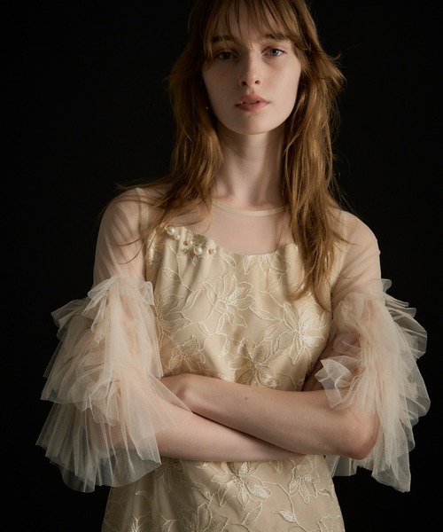 新品！LE'RURE Pearl motif embroidery dress Pearl motif embroidery dress（ドレス）｜LE'RURE（リルアー）の