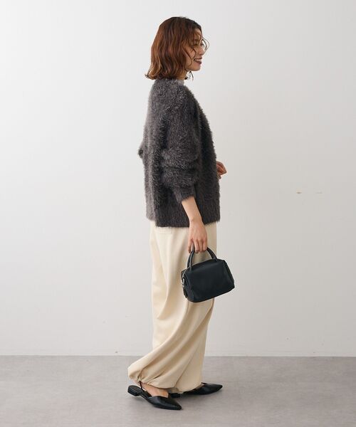 Green　Parks（グリーンパークス）の「シャギーVネックカーディガン（カーディガン/ボレロ・レディース・グレー/ホワイト系その他2/グレイッシュベージュ/ボルドー・FREE）」の6枚目の写真