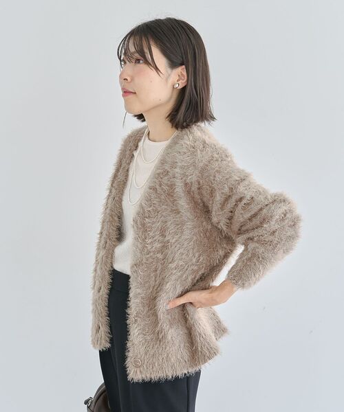 Green　Parks（グリーンパークス）の「シャギーVネックカーディガン（カーディガン/ボレロ・レディース・グレー/ホワイト系その他2/グレイッシュベージュ/ボルドー・FREE）」の19枚目の写真