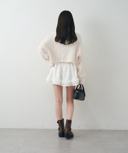 mline（エムライン）の「[mline]ベルト付き フリルティアードミニスカ（スカート・レディース・チャコールグレー/ブラウン/オフホワイト・SMALL/MEDIUM）」の12枚目の写真