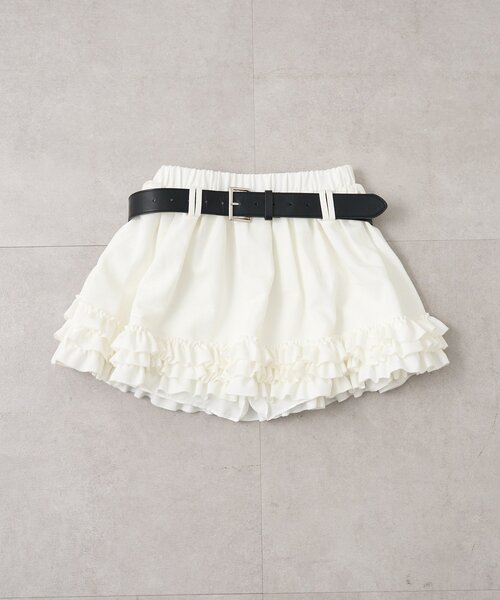 mline（エムライン）の「[mline]ベルト付き フリルティアードミニスカ（スカート・レディース・チャコールグレー/ブラウン/オフホワイト・SMALL/MEDIUM）」の13枚目の写真