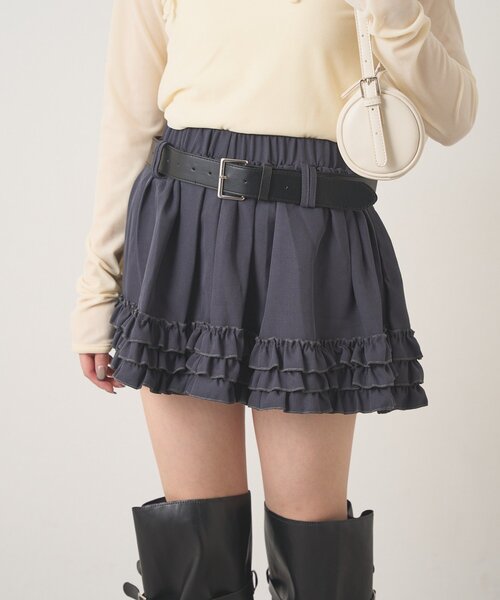 mline（エムライン）の「[mline]ベルト付き フリルティアードミニスカ（スカート・レディース・チャコールグレー/ブラウン/オフホワイト・SMALL/MEDIUM）」の14枚目の写真